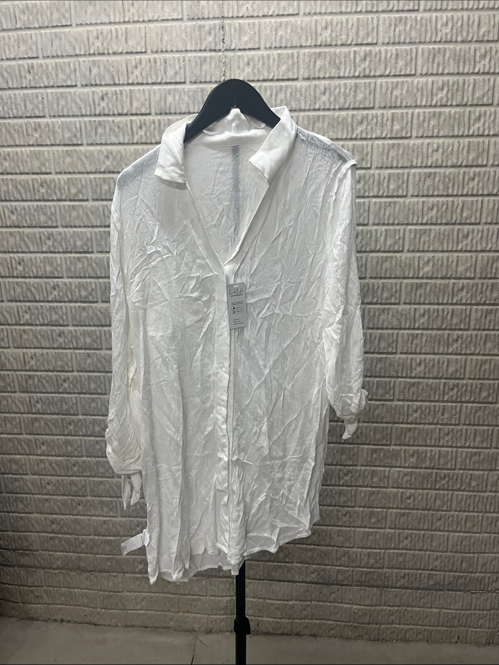 Cupshe White Sheer Longline Swim Coverup Shirt